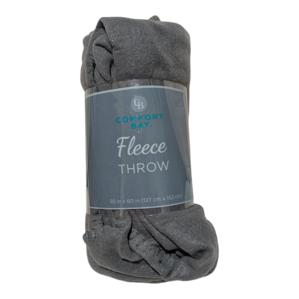 Comfort Bay Fleece Throw Blanket Gray 50x60 Soft Cozy Lightweight New